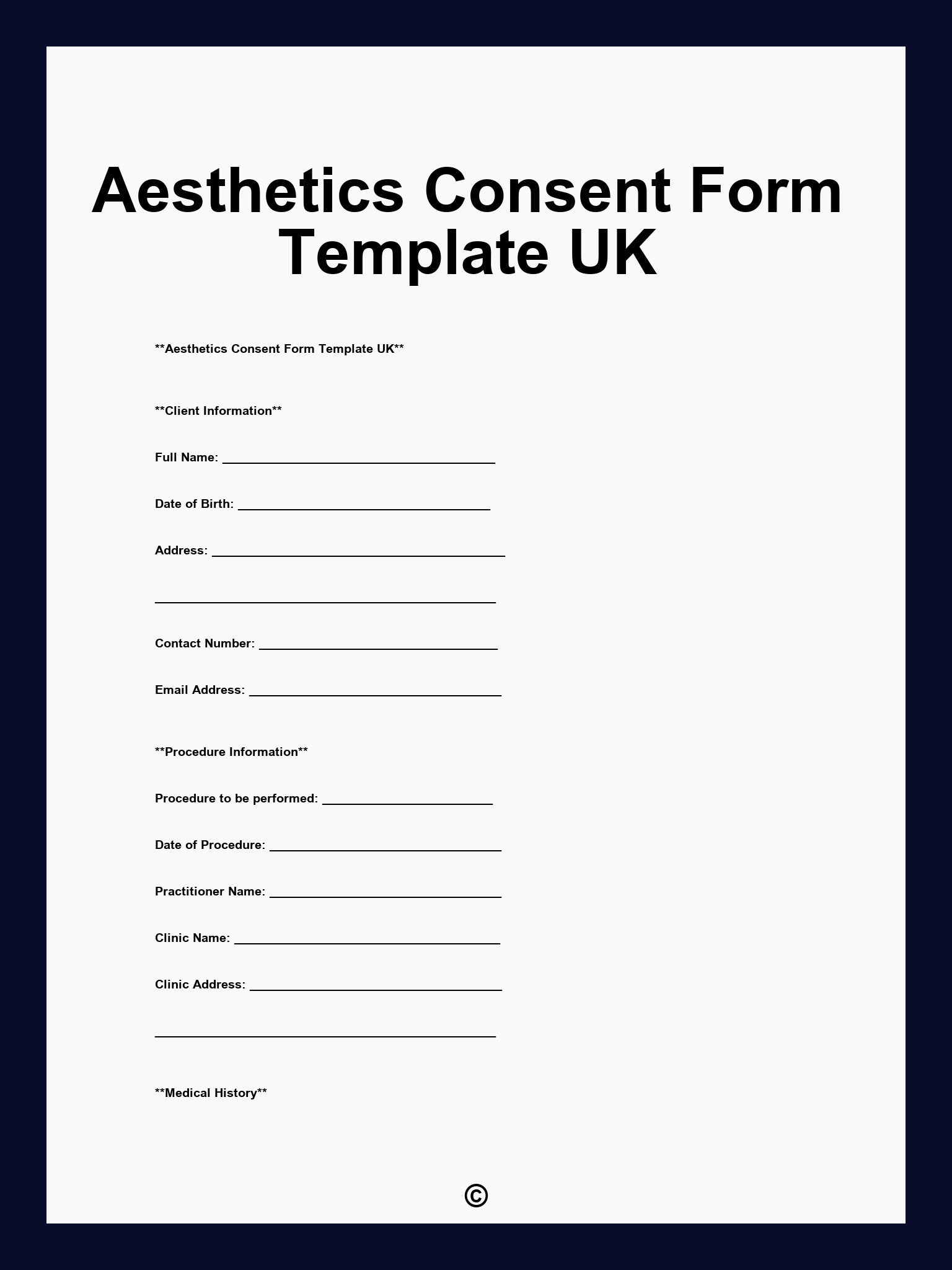 Aesthetics Consent Form Template UK
