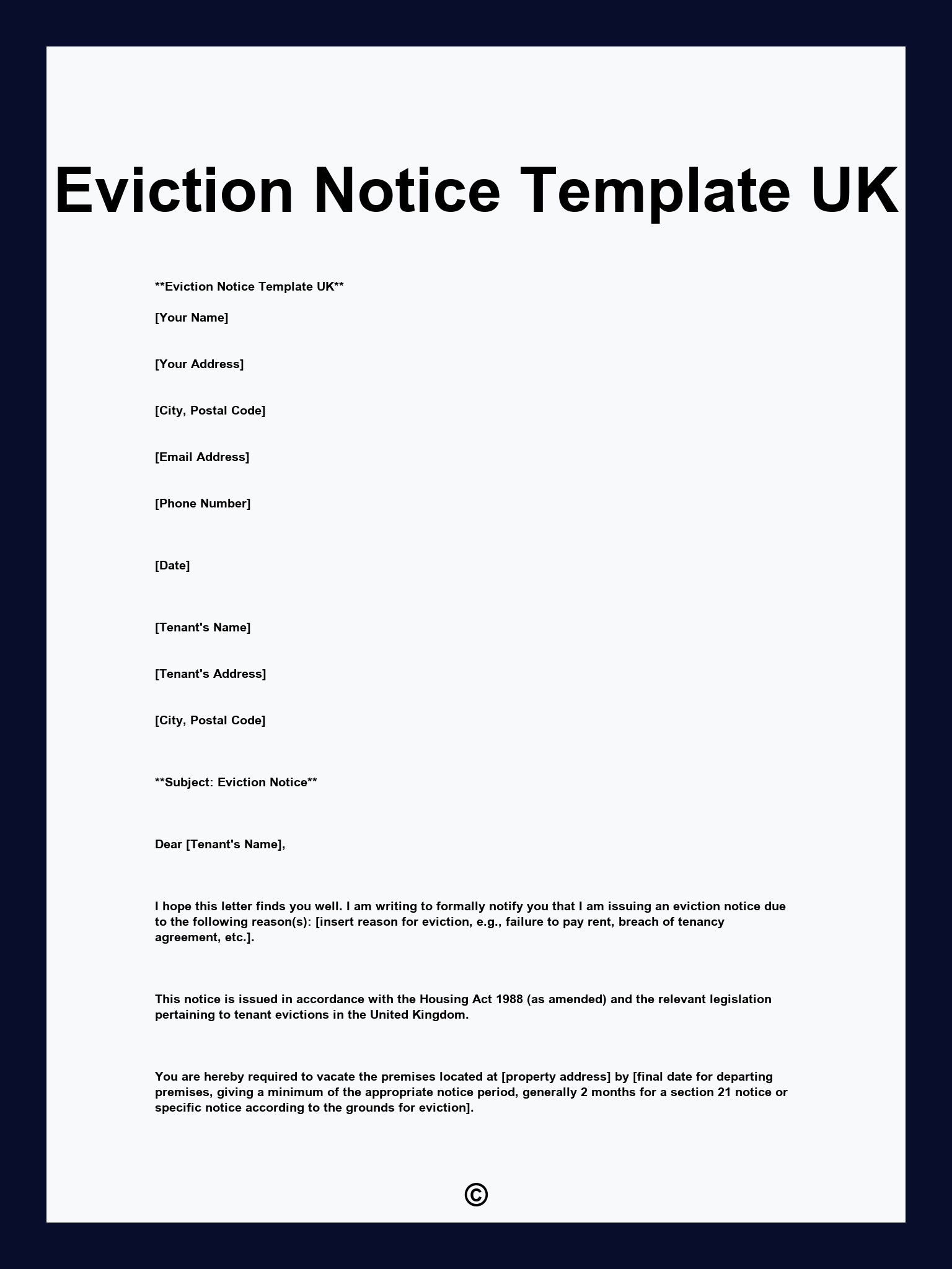 Eviction Notice Template UK