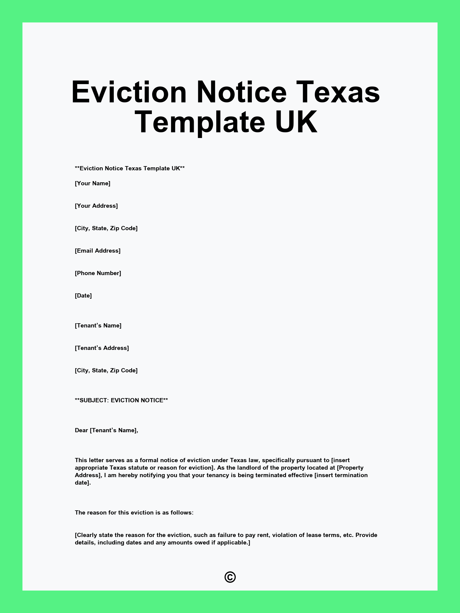 Eviction Notice Texas Template UK
