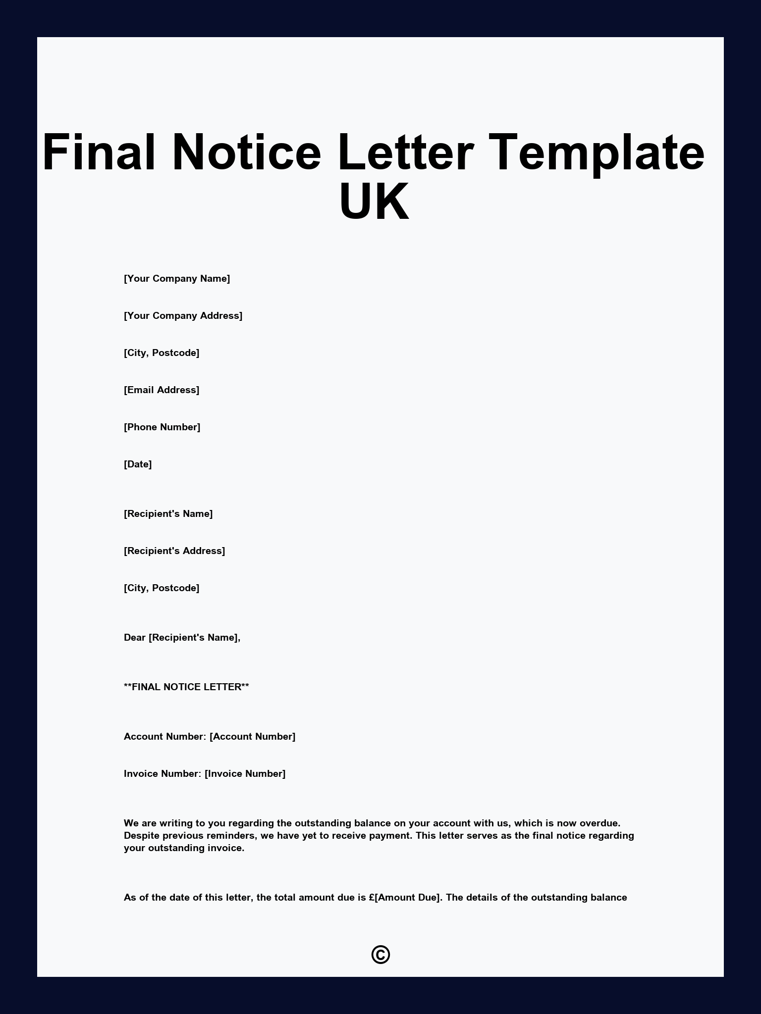 Final Notice Letter Template UK