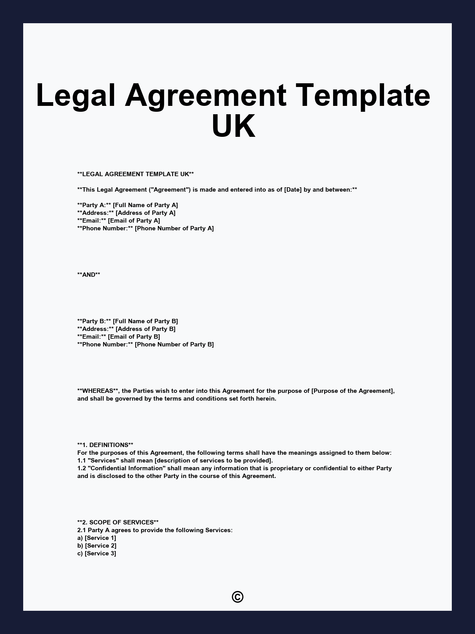 Legal Agreement Template UK
