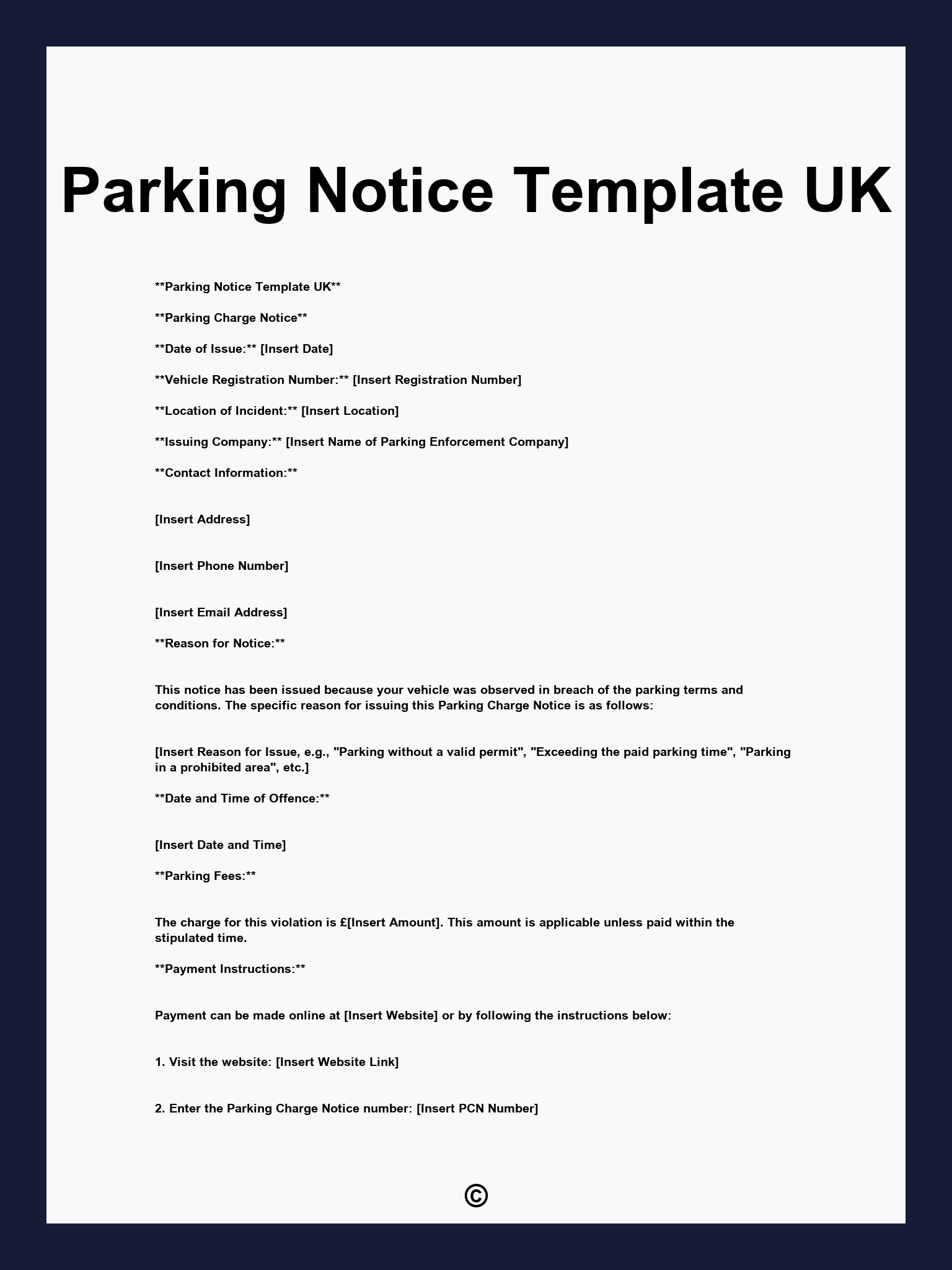 Parking Notice Template UK