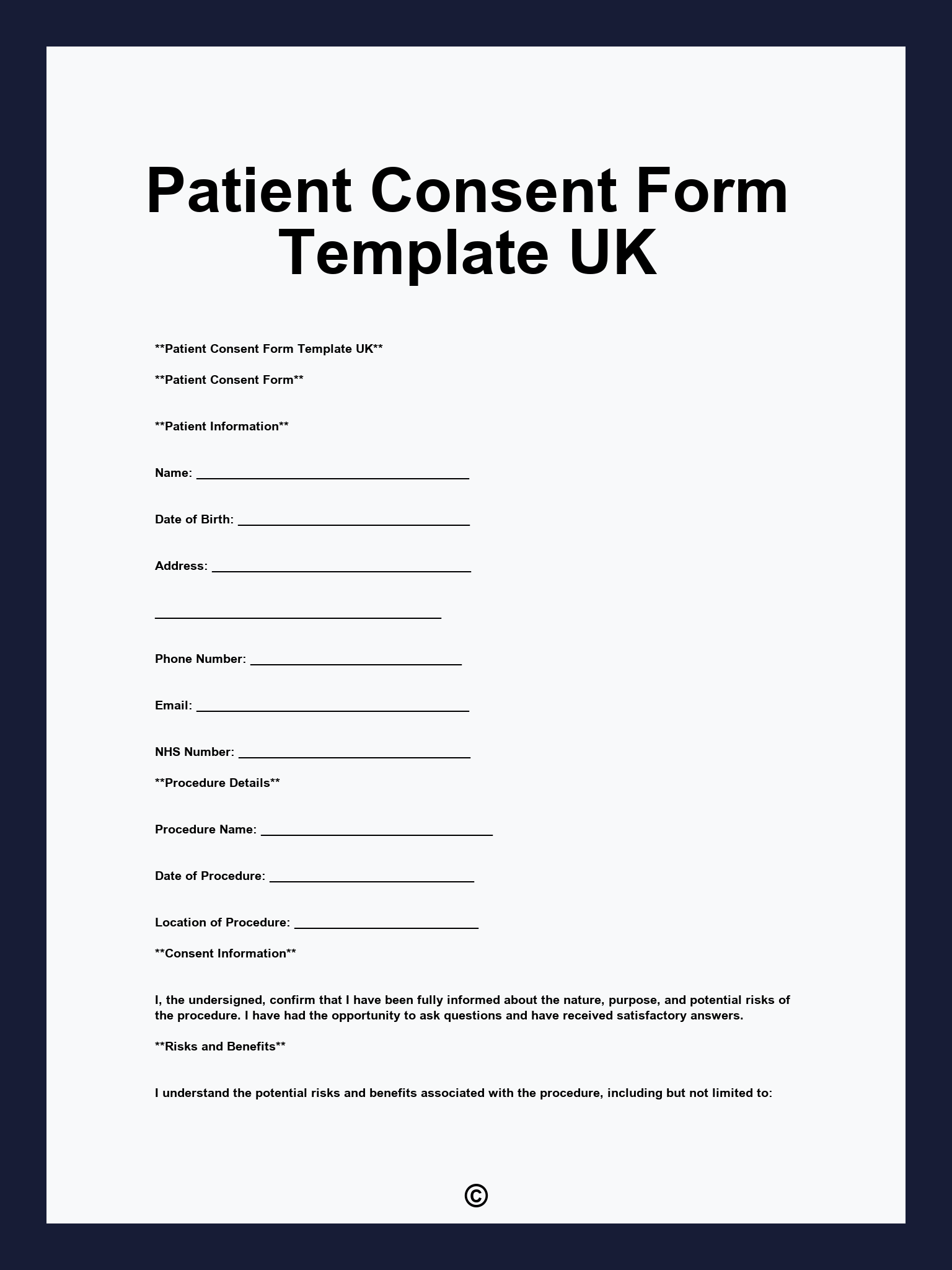 Patient Consent Form Template UK